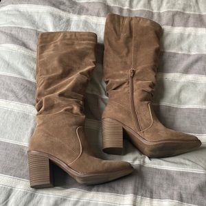 Faux Suede Leather Tall Boots